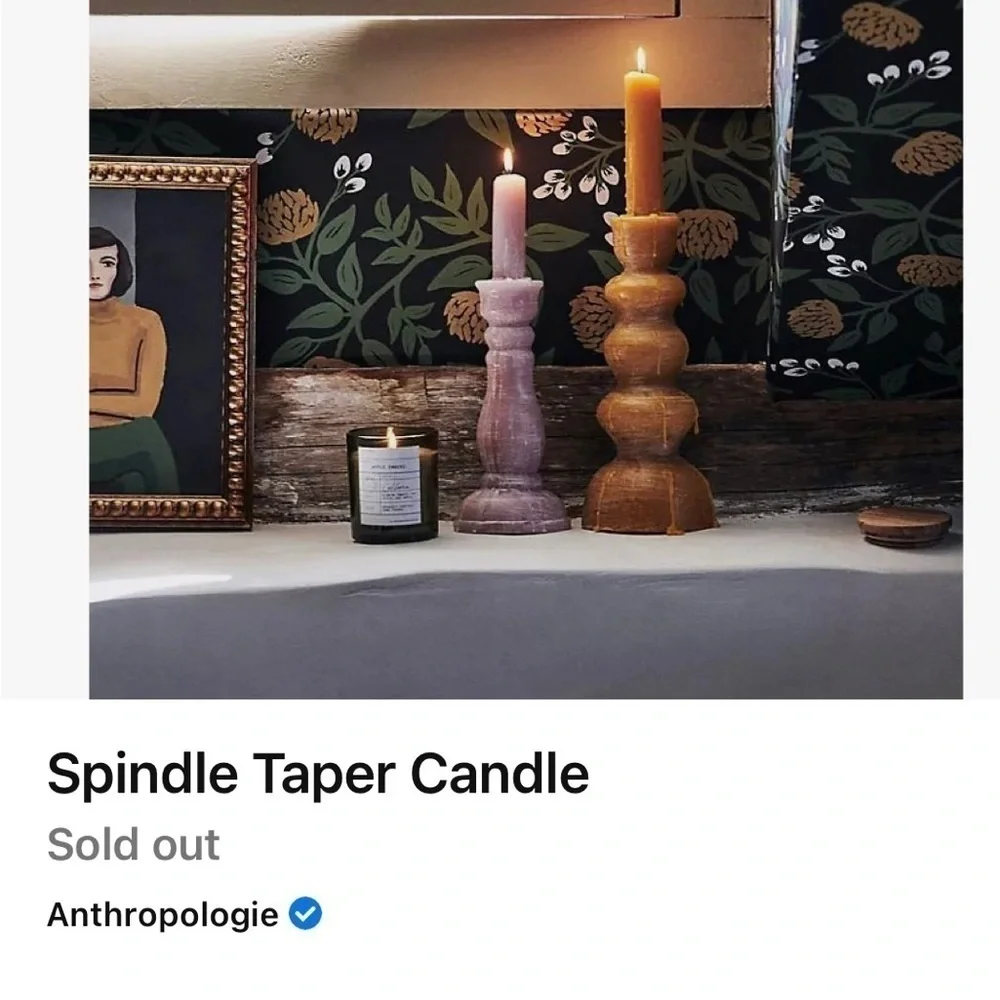 🆕 New Anthropologie Mustard Yellow Pillar Spindle Taper Candle
